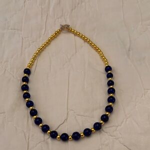 Chic Gold and Navy Beaded Necklace‎